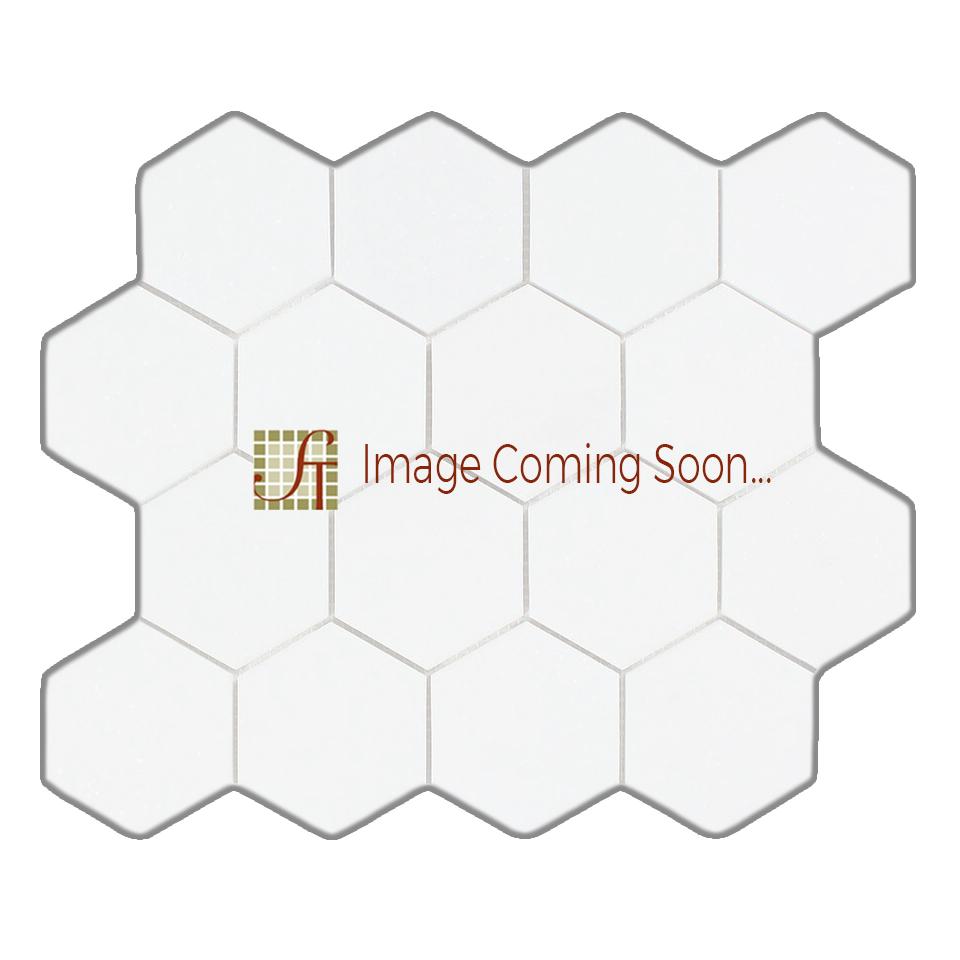 White Wood Dark Marble Mosaic - 3" Hexagon Polished & Combed