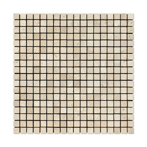 Ivory Travertine Mosaic - 5/8" x 5/8" Tumbled