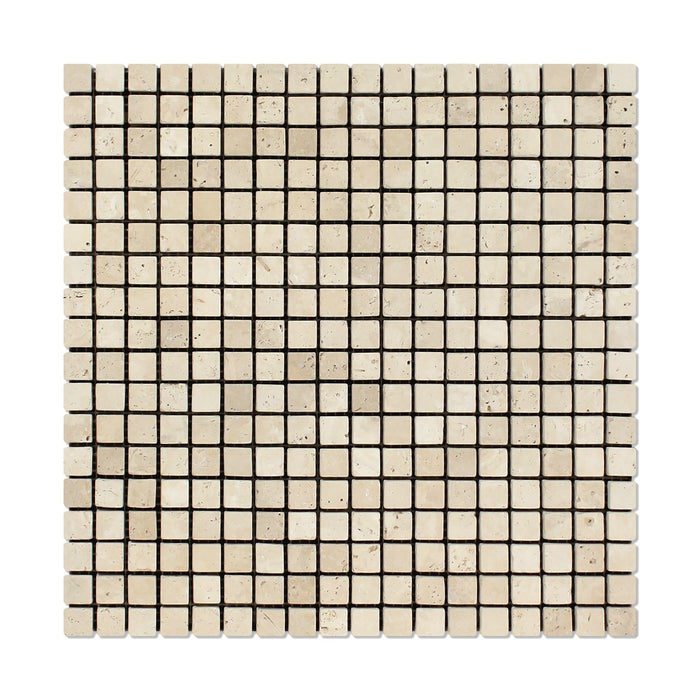 Ivory Travertine Mosaic - 5/8" x 5/8" Tumbled