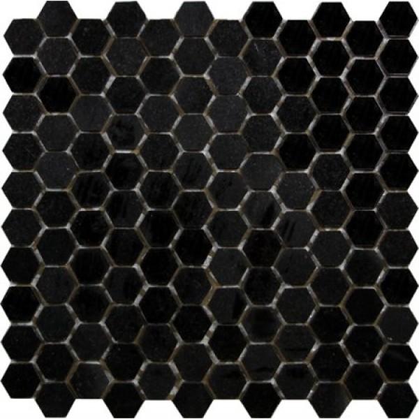 Absolute Black Granite Mosaic - 1" Hexagon Polished
