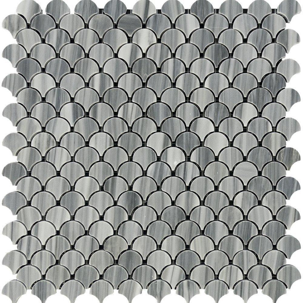 Bardiglio Veincut Marble Mosaic - 1" Fan Polished