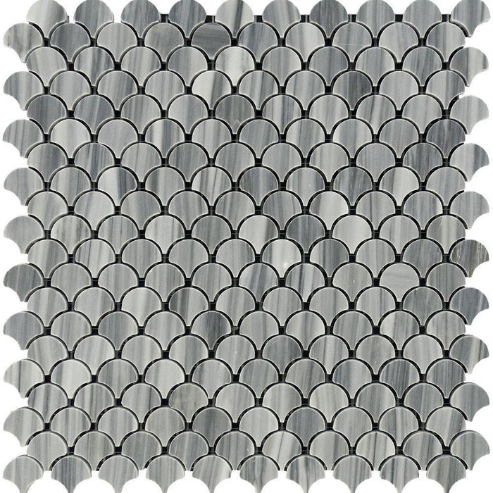 Bardiglio Veincut Marble Mosaic - 1" Fan Polished