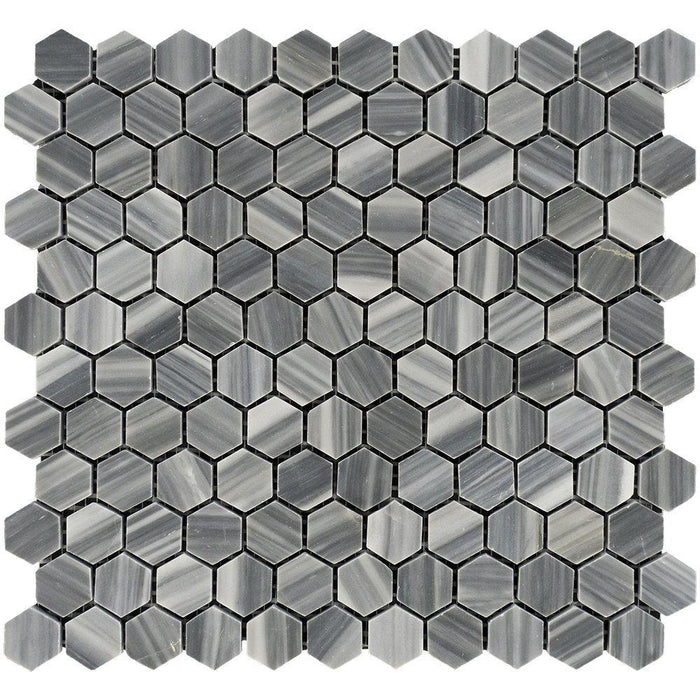 Bardiglio Veincut Marble Mosaic - 1" Hexagon Polished