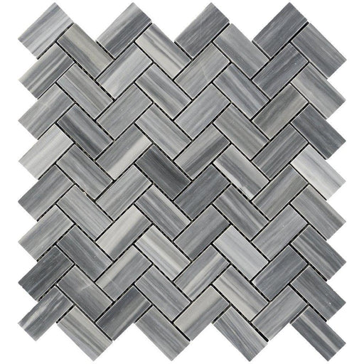 Bardiglio Veincut Marble Mosaic - 1" x 2" Herringbone Polished