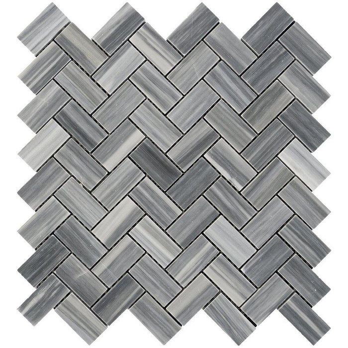 Bardiglio Veincut Marble Mosaic - 1" x 2" Herringbone Polished