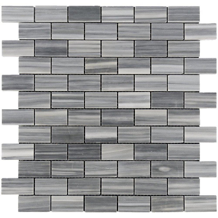 Bardiglio Veincut Marble Mosaic - 1" x 2" Brick Polished