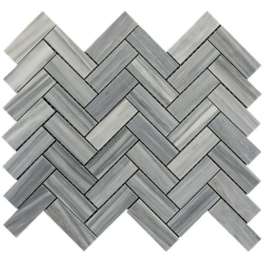 Bardiglio Veincut Marble Mosaic - 1" x 3" Herringbone Polished