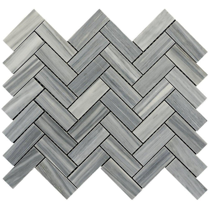 Bardiglio Veincut Marble Mosaic - 1" x 3" Herringbone Polished