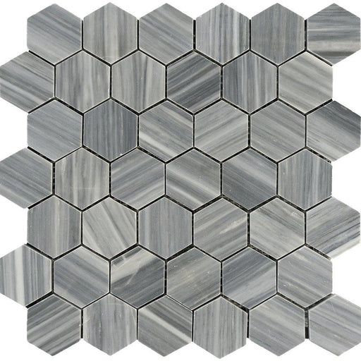 Bardiglio Veincut Marble Mosaic - 2" Hexagon Polished