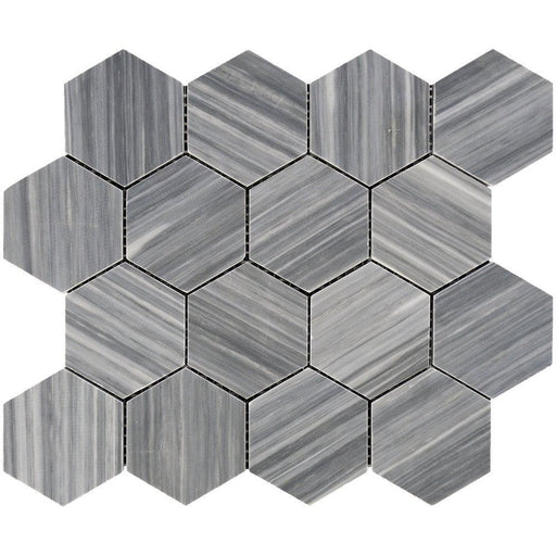 Bardiglio Veincut Marble Mosaic - 3" Hexagon Polished