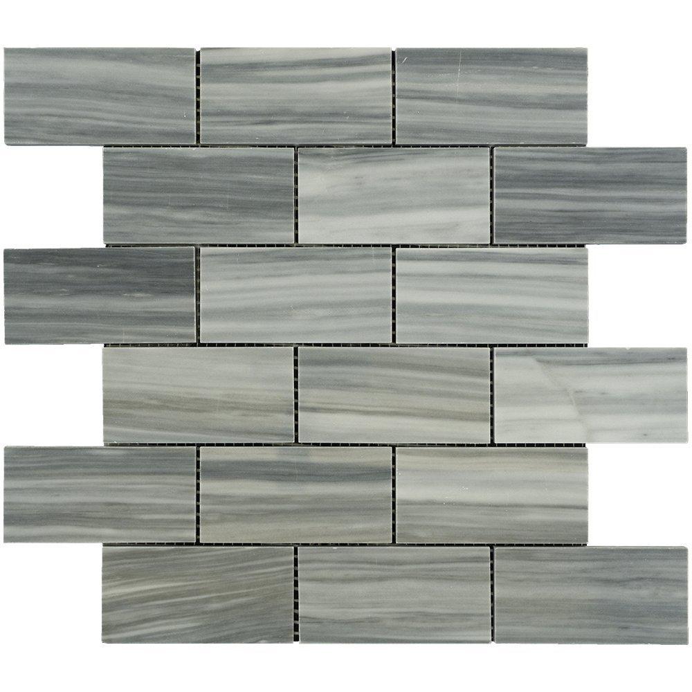 Bardiglio Veincut Marble Mosaic - 2" x 4" Brick Polished