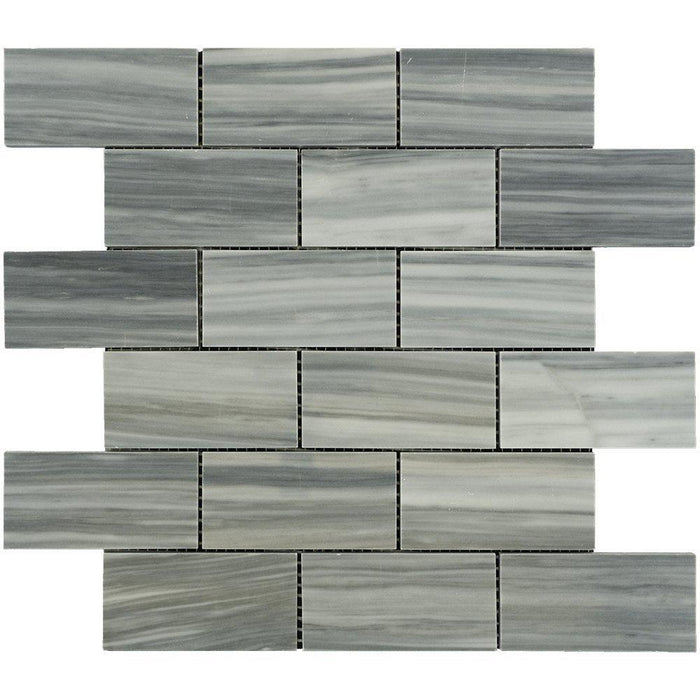 Bardiglio Veincut Marble Mosaic - 2" x 4" Brick Polished
