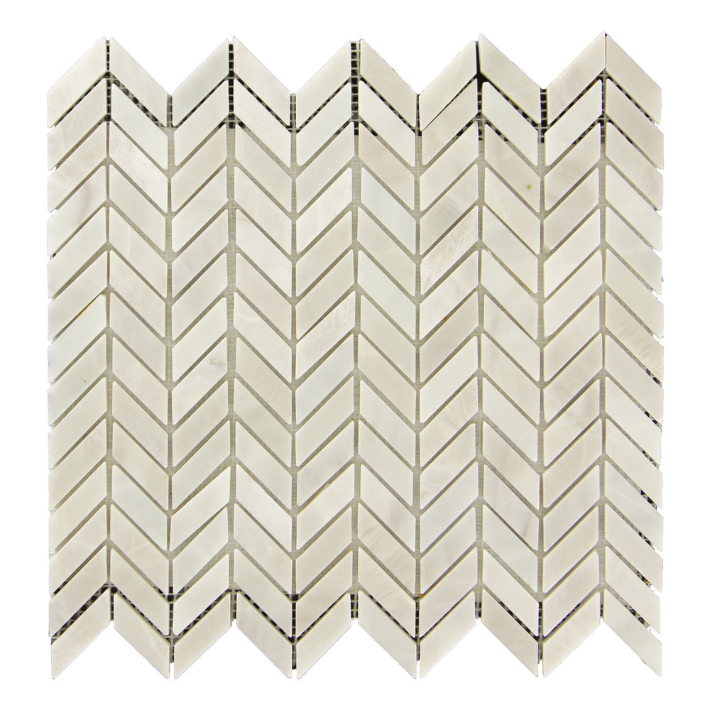 Bianco Garda Marble Mosaic - Mini Chevron Honed