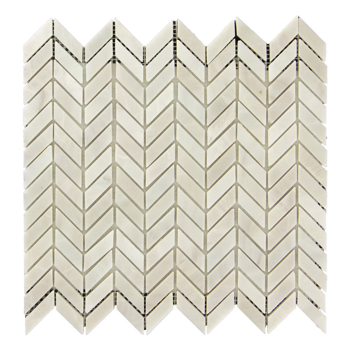 Bianco Garda Marble Mosaic - Mini Chevron Honed
