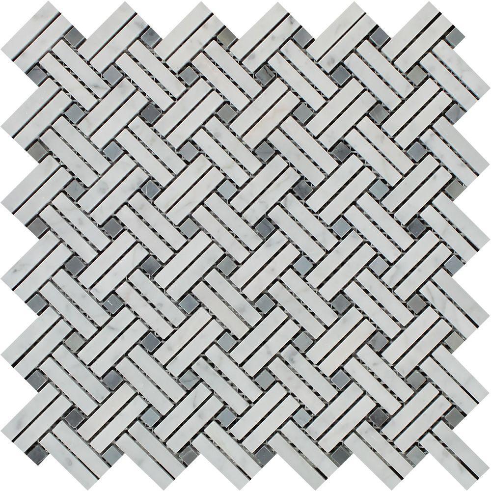 White Carrara Marble Mosaic - Stanza with Gray Dots Polished