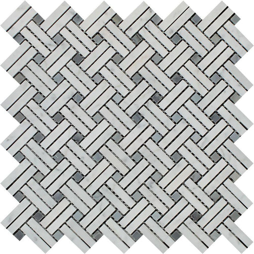 White Carrara Marble Mosaic - Stanza with Gray Dots Polished