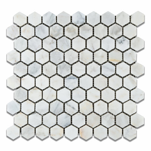 Carrara Venatino Marble Mosaic - 1 1/4" Hexagon Polished