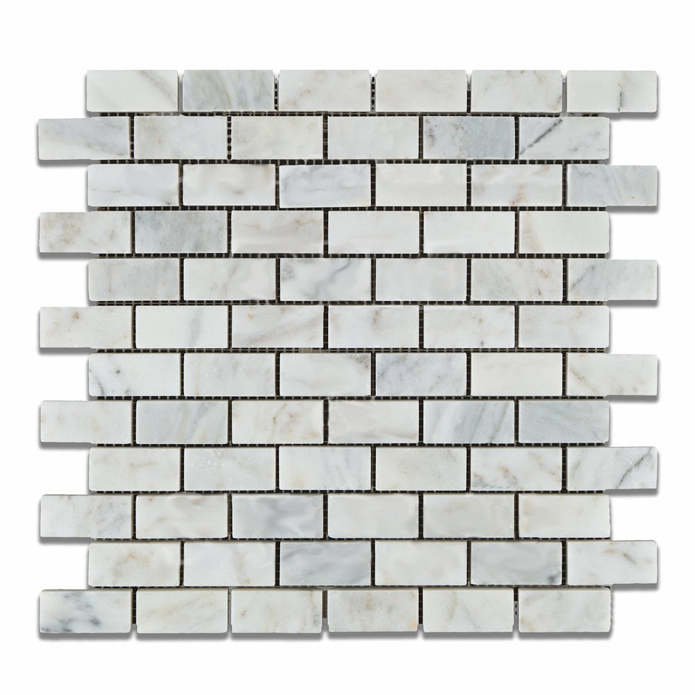 Carrara Venatino Marble Mosaic - 1" x 2" Brick Polished