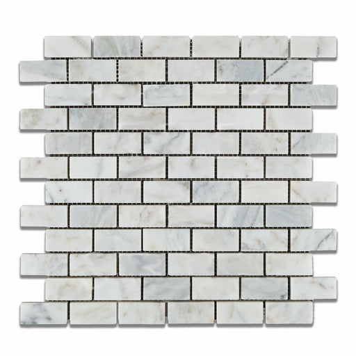 Carrara Venatino Marble Mosaic - 1" x 2" Brick Polished