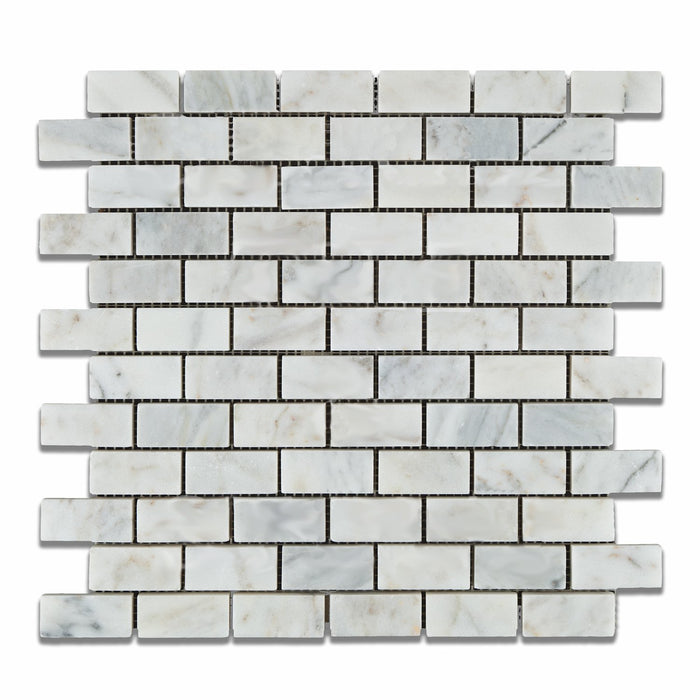 Carrara Venatino Marble Mosaic - 1" x 2" Brick Polished