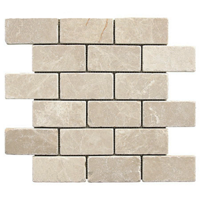 Botticino Marble Mosaic - 2" x 4" Brick Tumbled