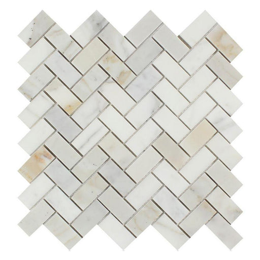 Calacatta Gold Marble Mosaic - 1" x 2" Herringbone Polished