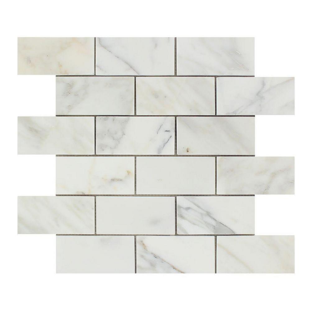 Calacatta Gold Marble Mosaic - 2" x 4" Brick Polished