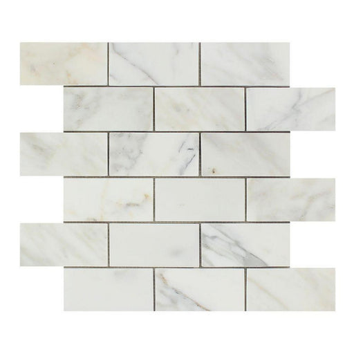 Calacatta Gold Marble Mosaic - 2" x 4" Brick Polished
