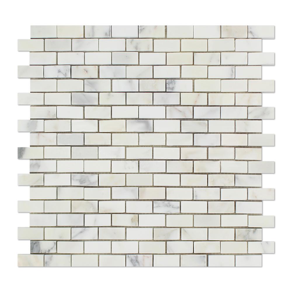 Calacatta Gold Marble Mosaic - 5/8" x 1 1/4" Baby Brick Polished