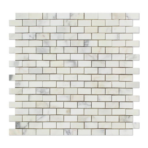 Calacatta Gold Marble Mosaic - 5/8" x 1 1/4" Baby Brick Polished