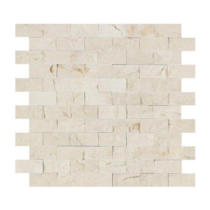 Crema Marfil Marble Mosaic - 1" x 2" Brick Split Face