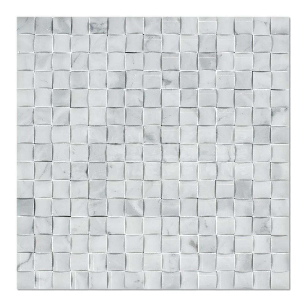 White Carrara Marble Mosaic - 3D Small Bread Polished