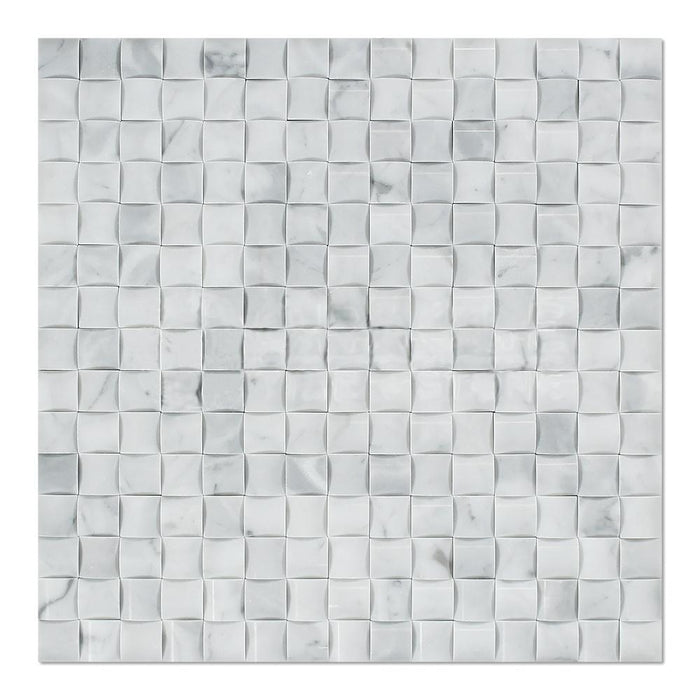White Carrara Marble Mosaic - 3D Small Bread Polished
