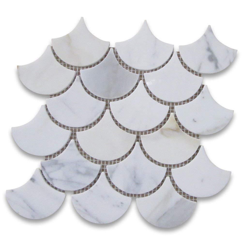 Calacatta Gold Marble Mosaic - 3" Fan Polished