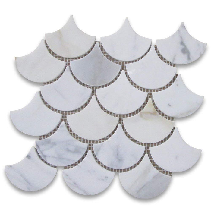 Calacatta Gold Marble Mosaic - 3" Fan Polished