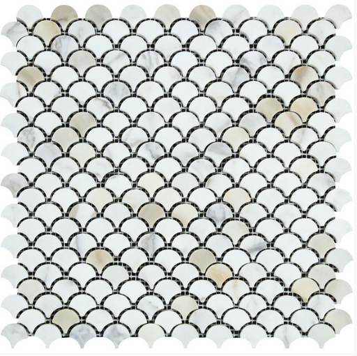 Calacatta Gold Marble Mosaic - 1" Fan Polished