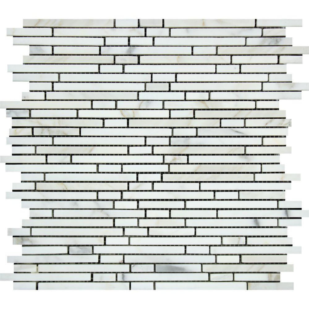 Calacatta Gold Marble Mosaic - Bamboo Sticks Honed