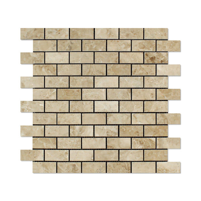 Cappuccino Marble Mosaic - 1" x 2" Brick Polished