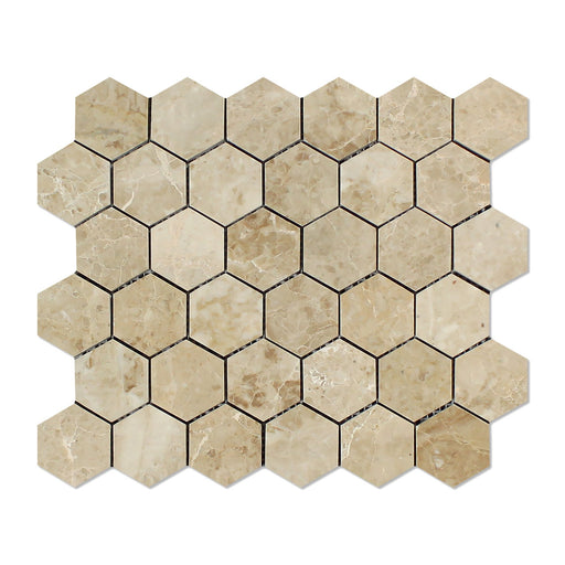 Cappuccino Marble Mosaic - 2" Hexagon Polished