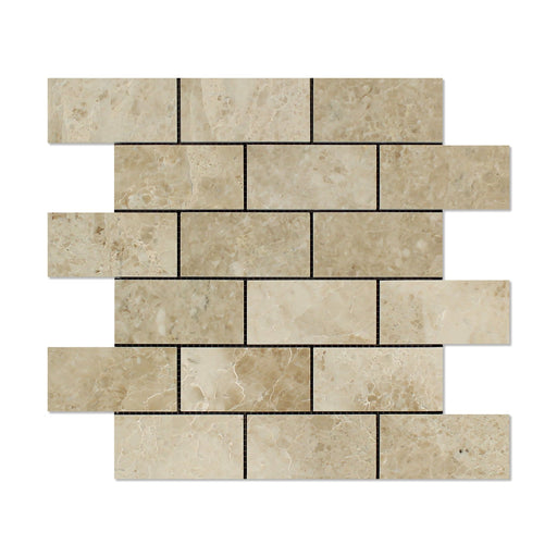 Cappuccino Marble Mosaic - 2" x 4" Brick Polished