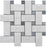 White Carrara Marble Mosaic - Large Basketweave with Gray Dots Polished