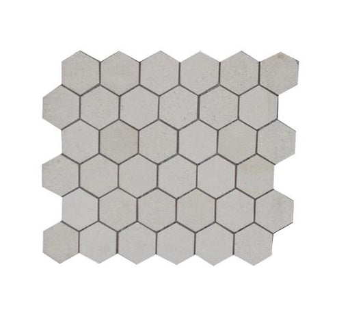 Champagne Limestone Mosaic - 2" Hexagon Honed