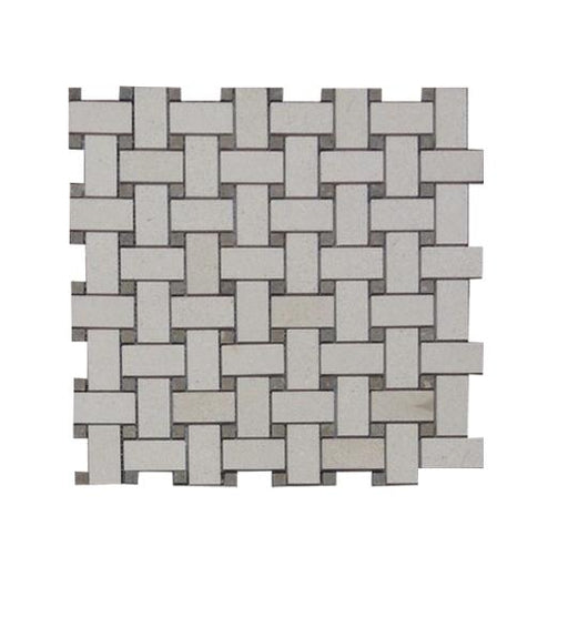 Champagne Limestone Mosaic - Basketweave Honed