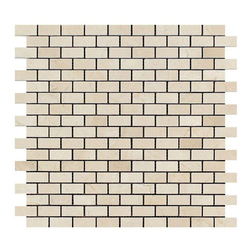 Crema Marfil Marble Mosaic - 5/8" x 1 1/4" Baby Brick Polished