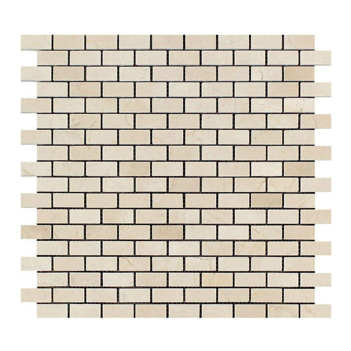 Crema Marfil Marble Mosaic - 5/8" x 1 1/4" Baby Brick Polished