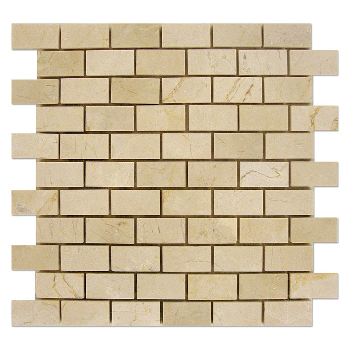 Crema Marfil Marble Mosaic - 1" x 2" Brick Polished