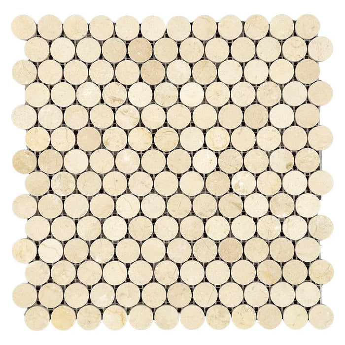Crema Marfil Marble Mosaic - Penny Round Polished