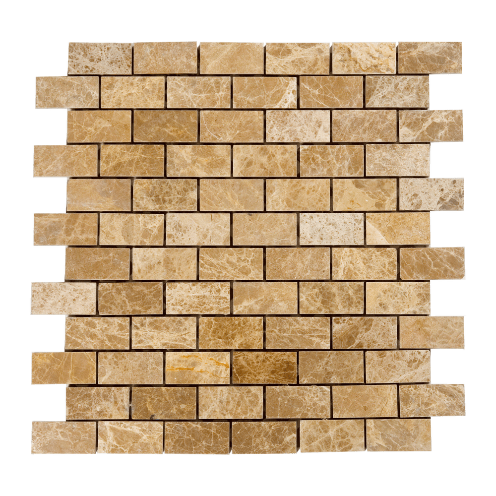 Emperador Light Marble Mosaic - 1" x 2" Brick Polished