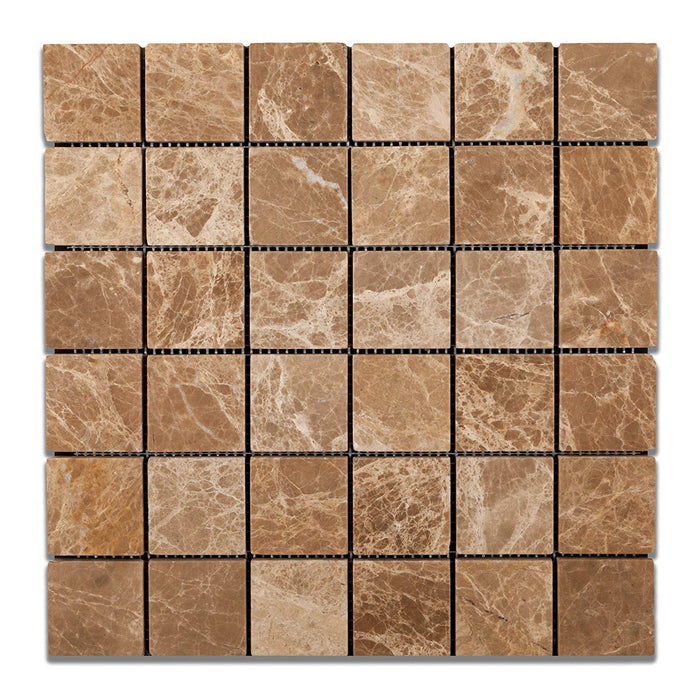 Emperador Light Marble Mosaic - 2" x 2" Tumbled