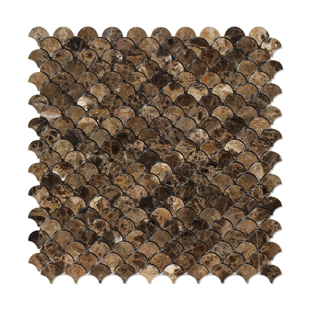 Emperador Dark Marble Mosaic - 1" Fan Polished